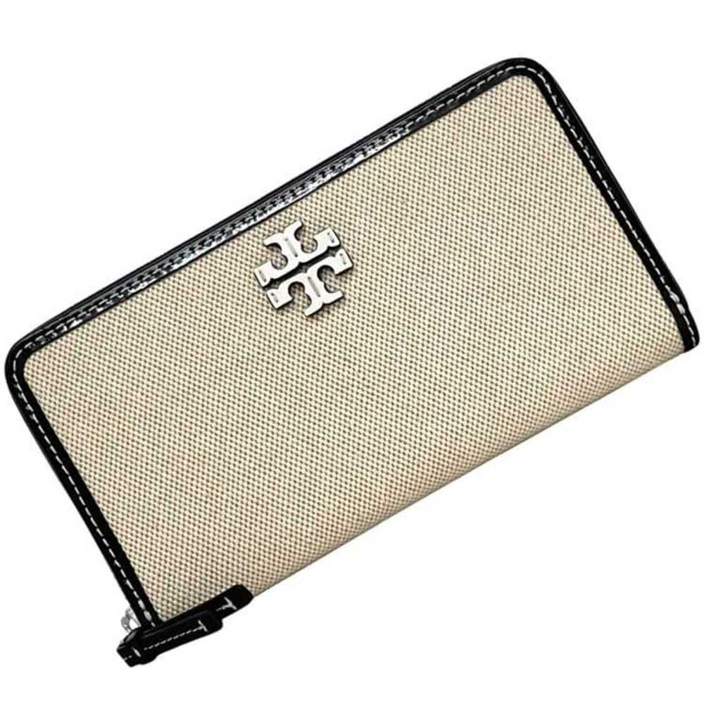 Tory Burch Round Long Wallet, Natural White/Black, Thea 160772 0624, Canvas L...